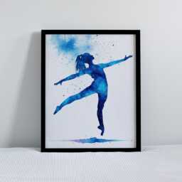 Blue Watercolor Print Set, Tween Teen Girl Room Decor, Gymnast/Dancer, Perfume, Heart - thumbnail 3