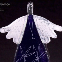 standing Angel 16cm Made From Glass, Handcrafted Fused Glass Ornaments - thumbnail 3