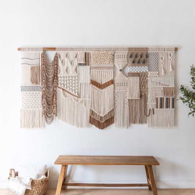 Macrame Wall Hanging, Large Tapestry, Handmade Japandi Art, Woven Tapestry Living Room Decor - image 1