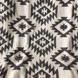 Wool Blend Blanket Throw in White With Dark Grey - Glacier - thumbnail 3