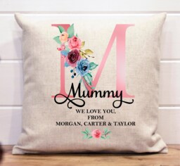 Mothers Day Gift Mummy Personalised Cushion For Birthday 50Th 60Th 70Th 80Th 90Th Mum Mother Flowers - thumbnail 1