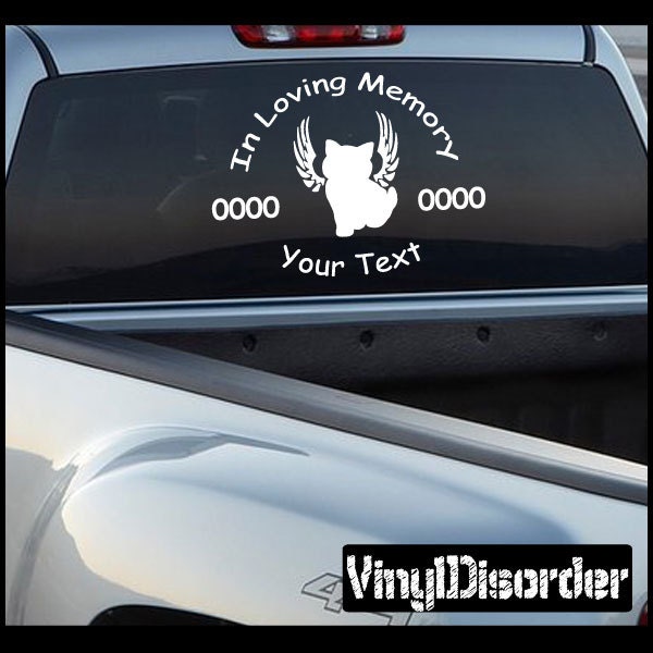Cat Wings 01 in Loving Memory Custom Car Or Wall Vinyl Decal Stickers - Ilmcatwings01Et - image 1