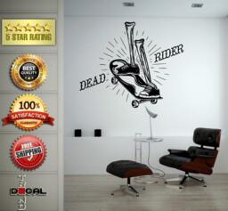 Dead Skateboard Rider Extreme Sport Wall Decal Vinyl Sticker Mural Room Decor L1769 - thumbnail 1
