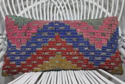 Antique Pillows, Throw Pillow Covers, Kilim Pillow, 10x20 Brown Geometric Case, Trendy 31 - thumbnail 1