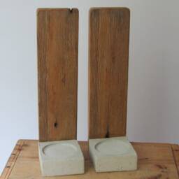Reclaimed Barnwood Concrete Base Candle Wall Decor Sconce Pair - thumbnail 4