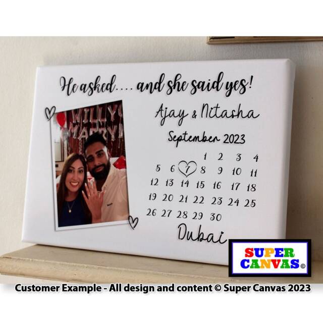Couple Engagement Announcement Custom We Are Engaged Keepsake Picture Photo Framed Canvas Print Gift For Fianc??e Fianc?? - image 1