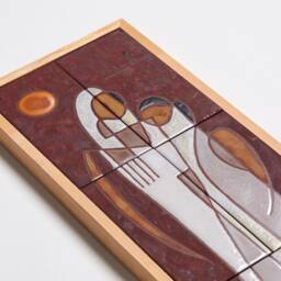 Couple Art Handpainted Tile Wedding Gift Abstract Painting Handmade Ceramic Above Tv Wall Decor Modern Figure Study Room Original Artwork - thumbnail 3