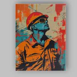 Industrial Worker Safety Helmet & Sunglasses Urban Pop Art Portrait Canvas Wall Print Decor Picture Ready To Hang - thumbnail 1