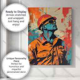 Industrial Worker Safety Helmet & Sunglasses Urban Pop Art Portrait Canvas Wall Print Decor Picture Ready To Hang - thumbnail 3