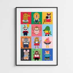 Animals Having Fun - Colourful Nursery Print - Kids Room Wall Art - thumbnail 3