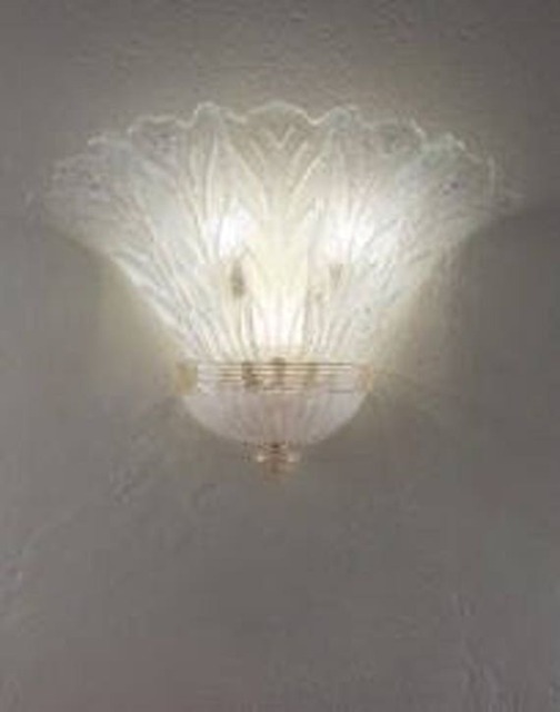 Sconces Or Wall Lamp, Transparent & White Glass , Replacements in Murano Blown