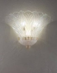 Sconces Or Wall Lamp, Transparent & White Glass , Replacements in Murano Blown