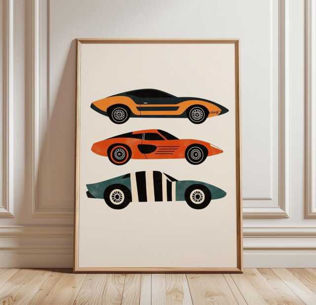 Vintage Sports Car Poster, Retro Racing Print, Automotive Wall Art - image 1