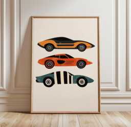 Vintage Sports Car Poster, Retro Racing Print, Automotive Wall Art - thumbnail 1