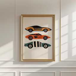 Vintage Sports Car Poster, Retro Racing Print, Automotive Wall Art - thumbnail 2