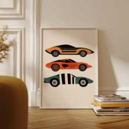 Vintage Sports Car Poster, Retro Racing Print, Automotive Wall Art - thumbnail 3
