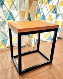 Reclaimed Wood Bedside Table, Steel Frame Rustic Nightstand