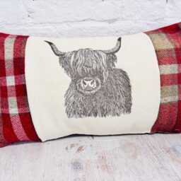 Highland Cow With Red Wool Long Cushion - thumbnail 3