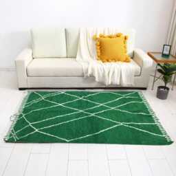 Handmade Green Berber Rug Moroccan Sheep Wool Rug - thumbnail 3