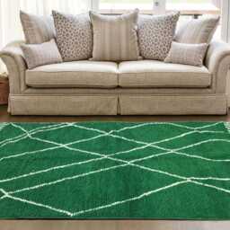 Handmade Green Berber Rug Moroccan Sheep Wool Rug - thumbnail 4