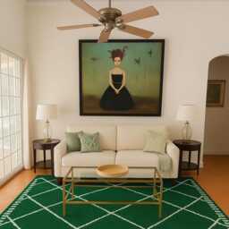 Handmade Green Berber Rug Moroccan Sheep Wool Rug - thumbnail 2
