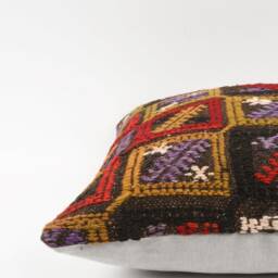 Vintage Turkish Kilim Pillow Cover Handwoven Wool Throw - 20x20 - thumbnail 4