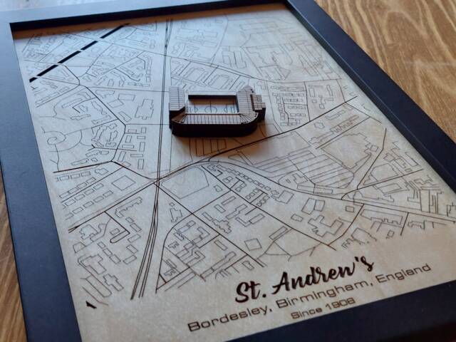 st Andrew's Wall Art Laser Engraved Wood, Birmingham City Fc Gift - image 1