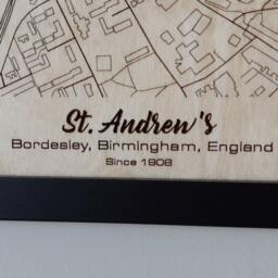 st Andrew's Wall Art Laser Engraved Wood, Birmingham City Fc Gift - thumbnail 3