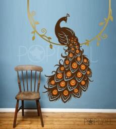 Peacock Wall Decal Animal Bird Of Paradise Wall Decal Vinyl Art Sticker Home Decor - thumbnail 1