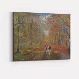 Autumn Forest Track With Grazing Cattle Landscape Canvas Wall Art Print Decor Picture Ready To Hang - thumbnail 4