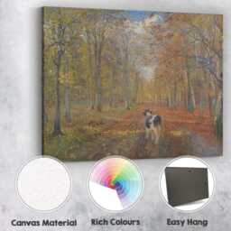 Autumn Forest Track With Grazing Cattle Landscape Canvas Wall Art Print Decor Picture Ready To Hang - thumbnail 2