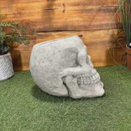 stone Garden Large Gothic Skull Planter Plant Pot Concrete Ornament - thumbnail 2