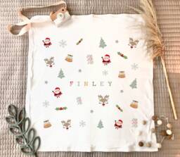 Personalized Christmas Baby Blanket Cotton Newborn Gift