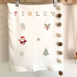 Personalized Christmas Baby Blanket Cotton Newborn Gift - thumbnail 2