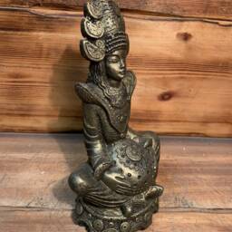 Stone Garden Gold Indian Goddess Buddha Statue Ornament - thumbnail 2