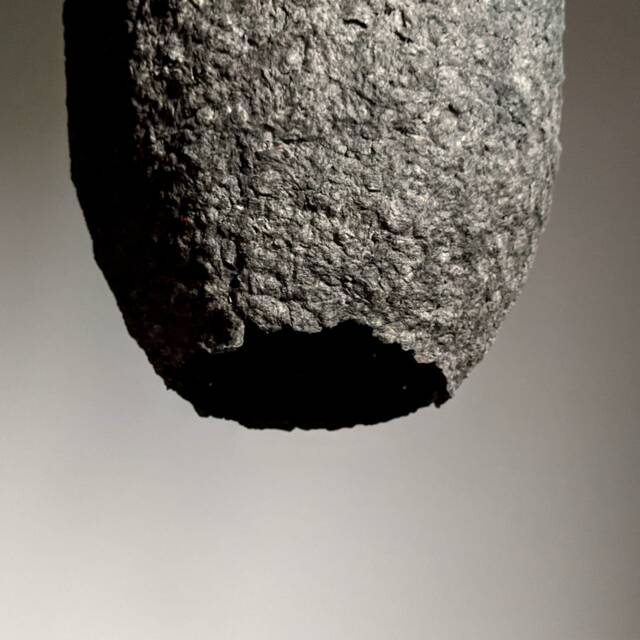 Black/Gray Paper Mache Pendant Lamp. Oblong Shape. Natural Materials. Vegan. Model 12B - image 1