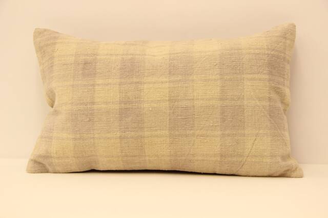 Vintage Turkish Kilim Lumbar Pillow Cover, Boho Cushion 12x20 - image 1