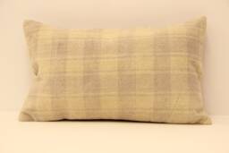 Vintage Turkish Kilim Lumbar Pillow Cover, Boho Cushion 12x20