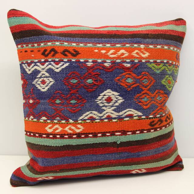 Handmade Turkish Kilim Pillow Cover, Retro Home Decor - 20x20 Inch - image 1