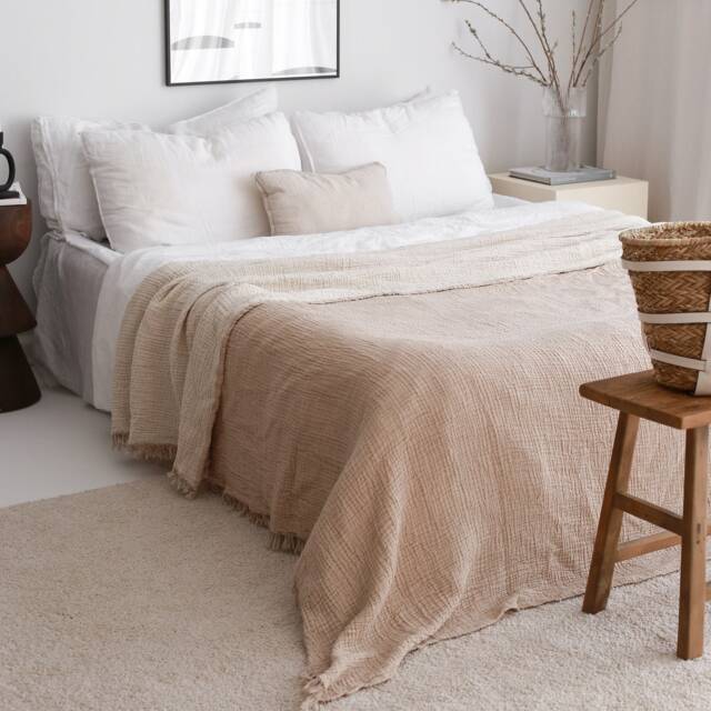 Organic Muslin Bedspread King, Turkish Cotton Blanket, Gauze Bedding Quilt - image 1