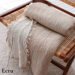 Organic Muslin Bedspread King, Turkish Cotton Blanket, Gauze Bedding Quilt - thumbnail 2