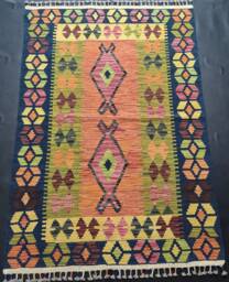 Kilim Rug Heritage, Handmade Artisan Afghan Turkish Aztec Geometric Wool 151x102 cm - thumbnail 1