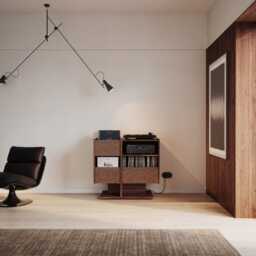 Mid-Century Modern Walnut Record Player Stand With Vinyl Storage - thumbnail 4