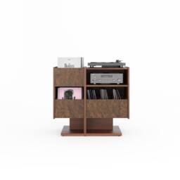 Mid-Century Modern Walnut Record Player Stand With Vinyl Storage - thumbnail 2