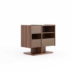 Mid-Century Modern Walnut Record Player Stand With Vinyl Storage - thumbnail 3