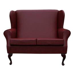 2 Seater Westoe Wingback Armchair Sofa in A Denver Contract Vinyl Smooth Wine - thumbnail 2