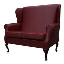2 Seater Westoe Wingback Armchair Sofa in A Denver Contract Vinyl Smooth Wine