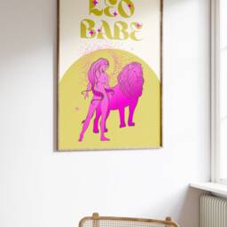 Leo Star Sign Print - Leo Babe, Zodiac Art, Colourful Astrology Poster, Retro Sign, Bright Bold Pastel, Y2K 90's, Funky Groovy Gift - thumbnail 2