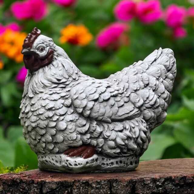 Concrete White Chicken Statue Farm Hen Figurine Garden Bird Sculpture Stone Farmhouse Decor Outdoor Yard Ornament Gift For Lover - image 1
