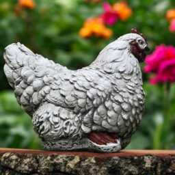 Concrete White Chicken Statue Farm Hen Figurine Garden Bird Sculpture Stone Farmhouse Decor Outdoor Yard Ornament Gift For Lover - thumbnail 2